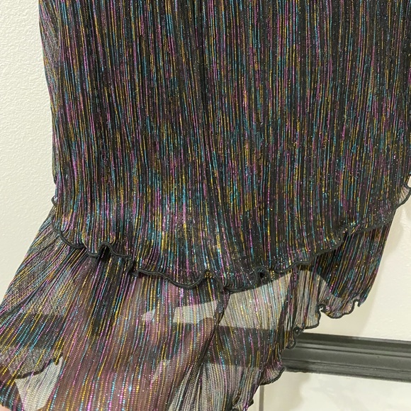Lush Ladies Black Rainbow Metallic Dressy Tiered Cami/Tank Top - S - Picture 7 of 10